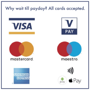 pay with card visa mastercard maestro applepay emerican express